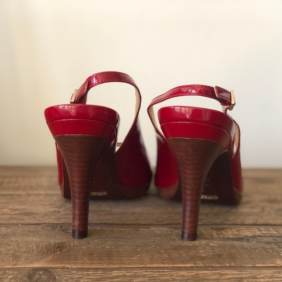 Red patent leather NikeAir peep toe heels - Picture 3 of 5